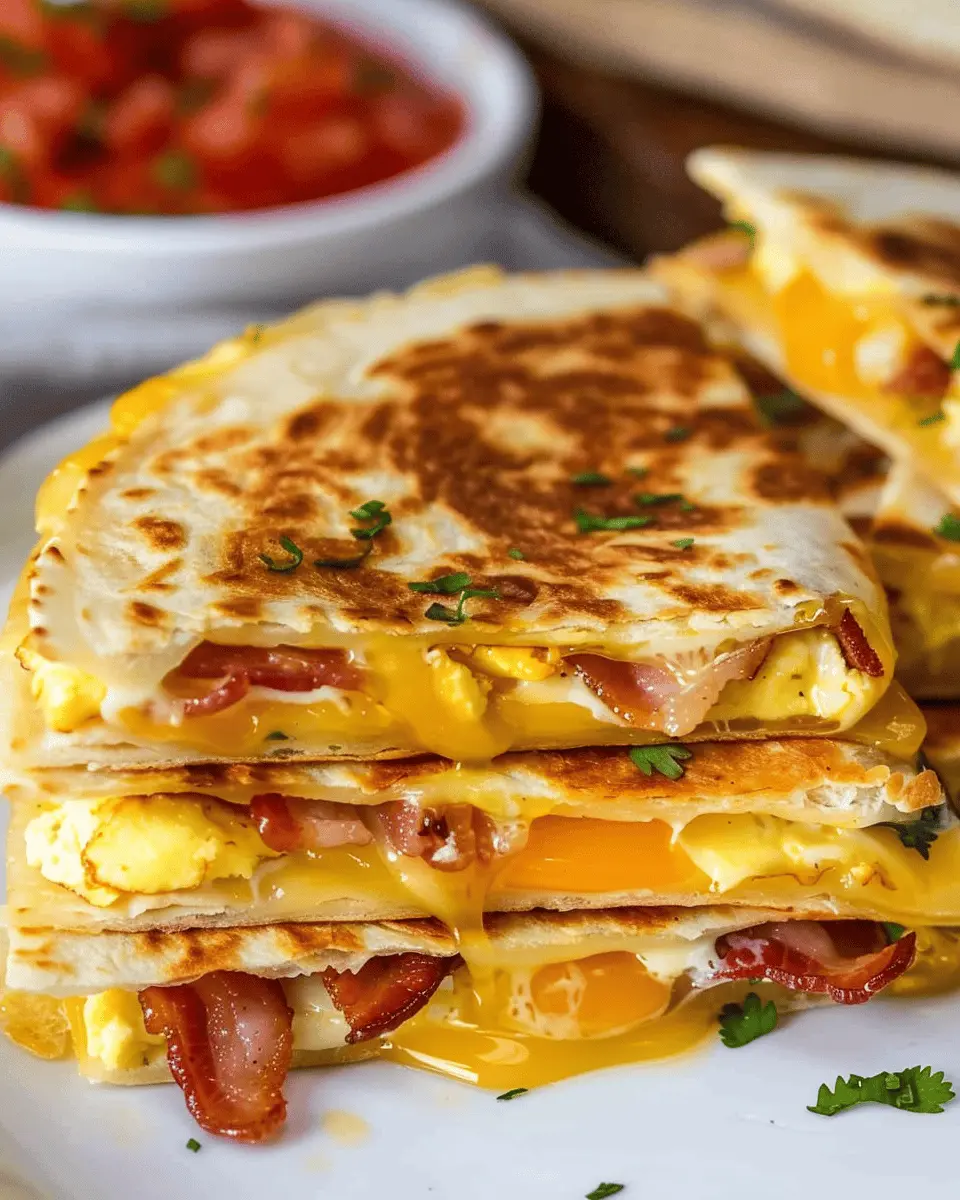 Bacon Egg and Cheese Breakfast Quesadillas with Turkey Bacon Delight