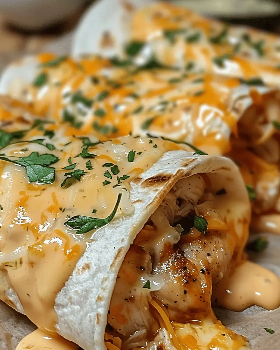 Ooey-Gooey Cheesy Garlic Chicken Wraps for Ultimate Comfort Food