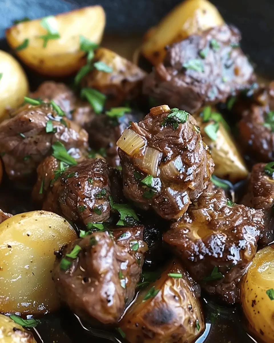 Garlic Butter Beef Bites: Easy Dinner with Potatoes Delight