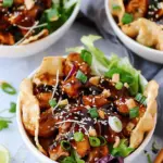 Teriyaki Chicken Wonton Taco Bowls
