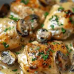 Creamy Garlic Mushroom Chicken Thighs Dinner