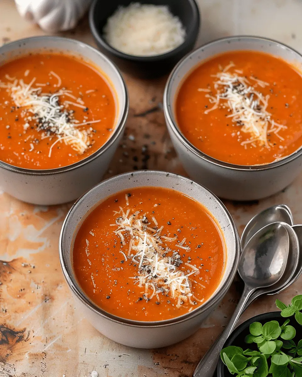 High Protein Tomato Soup with Turkey Bacon and Fresh Herbs