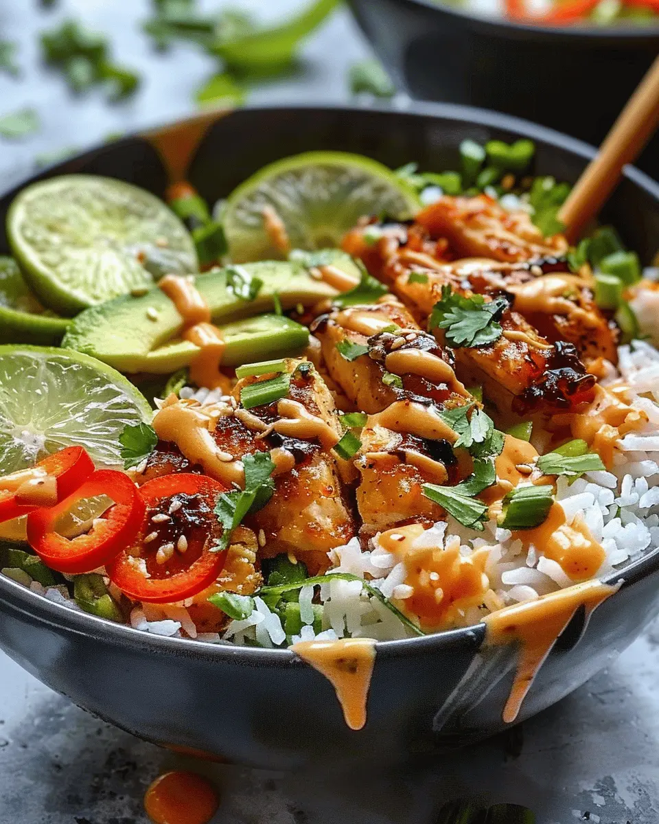 Sweet Chili Chicken Bowl: Easy Recipe with Coconut Lime Drizzle