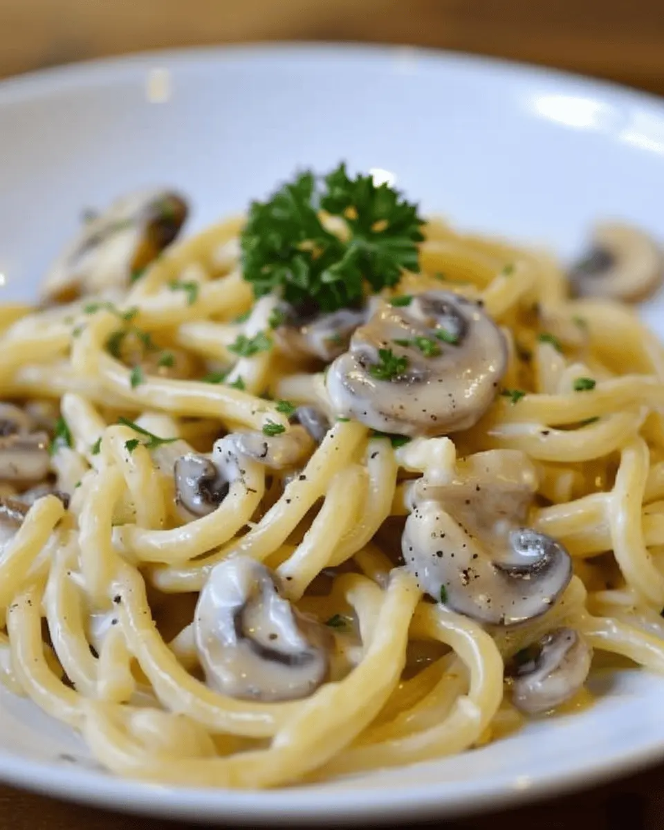 Creamy Garlic Mushroom Pasta with Turkey Bacon: Easy Comfort Food