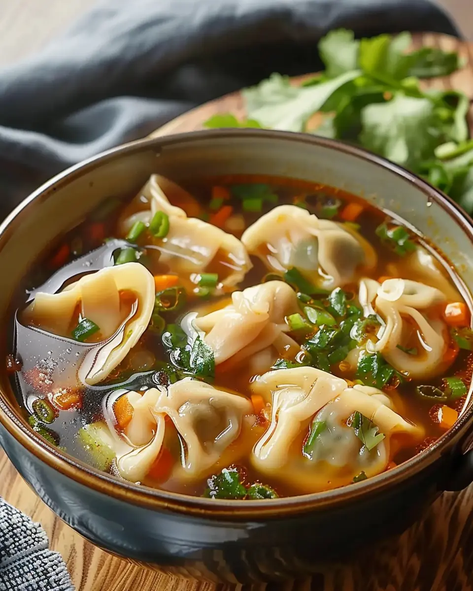 Comforting Potsticker Soup: A Delicious Hug in a Bowl with Turkey Bacon